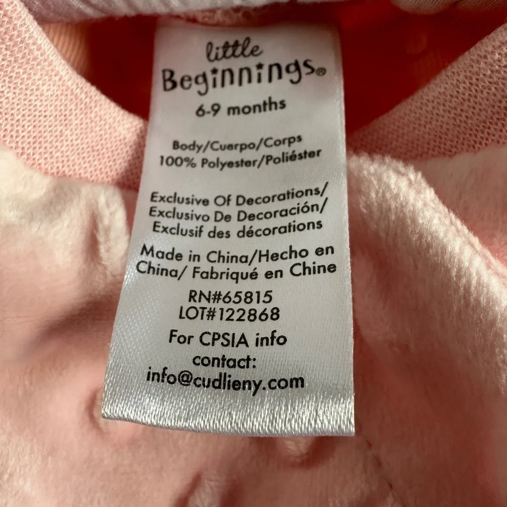 New Little Beginnings ‘Little Love’ Girl Soft Luxury snap footies sleep &Play